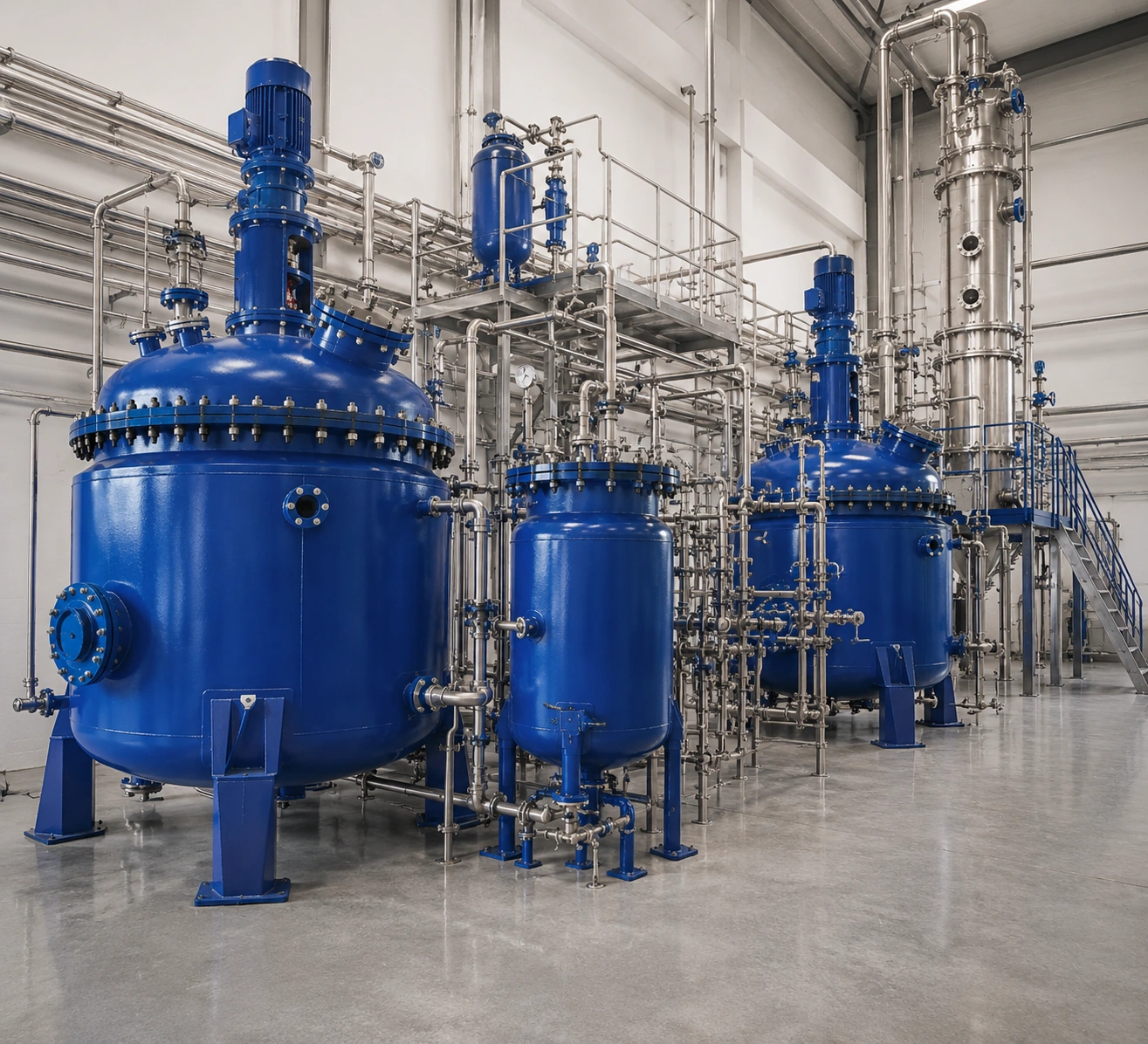 Glass-lined equipment in a chemical process plant