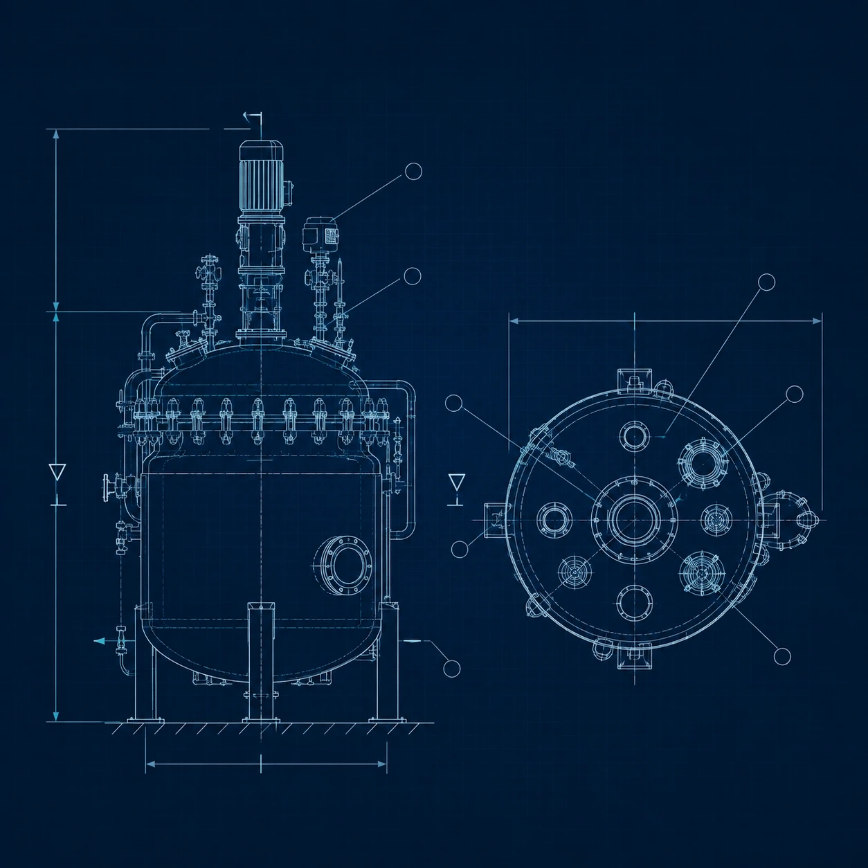 Engineering selection drawing for glass lined process equipment