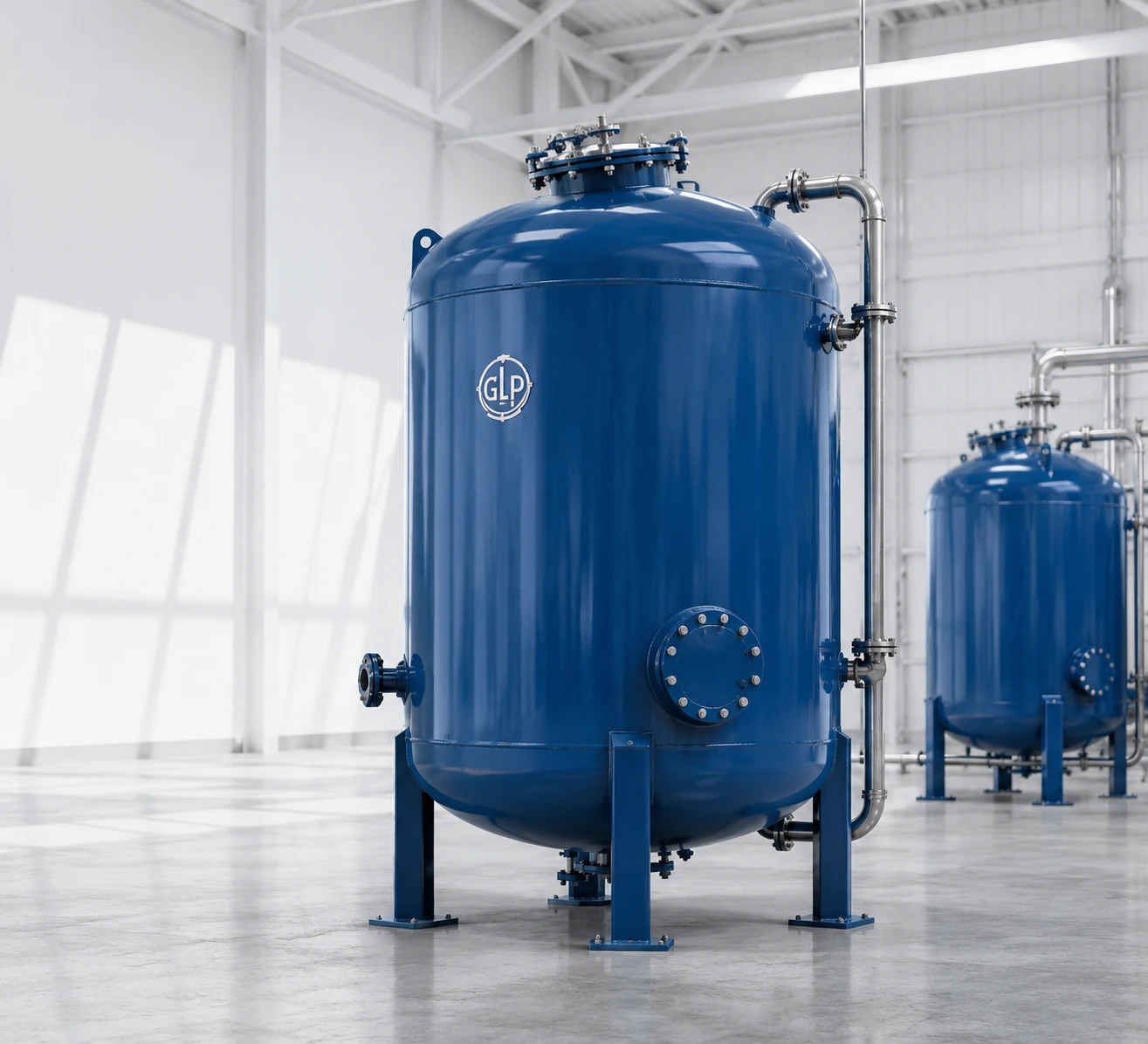 Glass lined storage vessels for corrosive process media