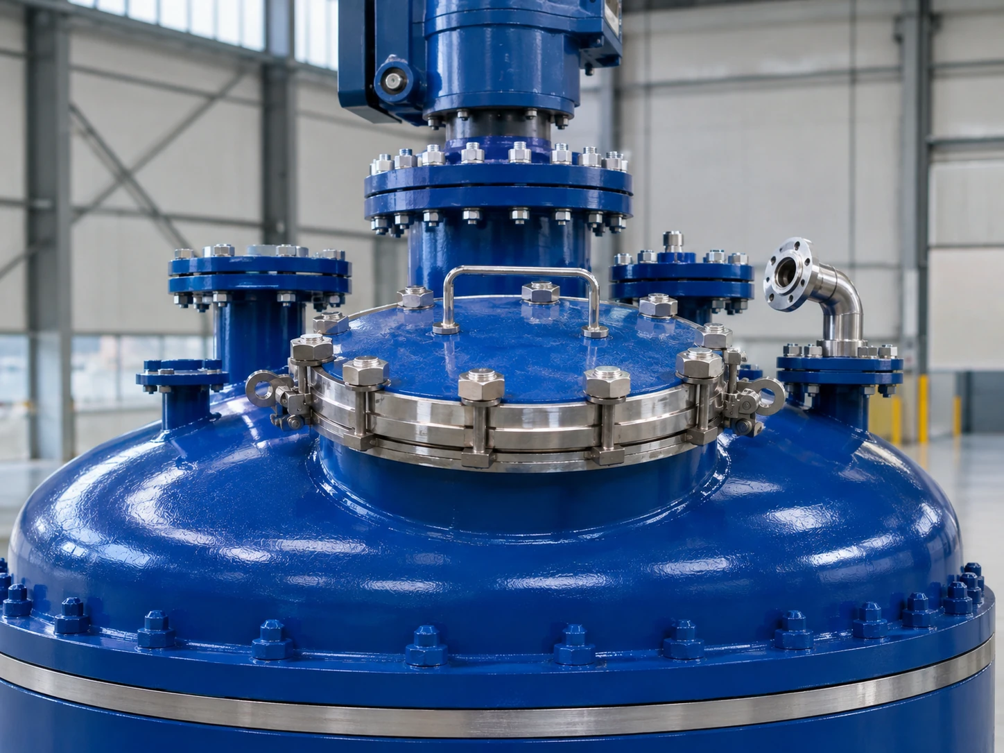Finished glass-lined reactor top assembly detail