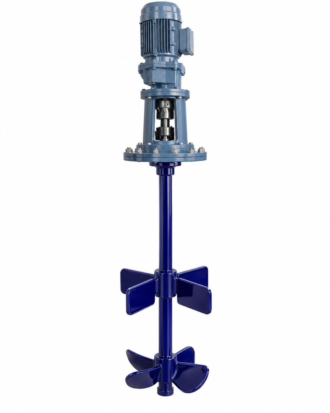 Glass-lined agitator assembly for chemical reactor mixing applications